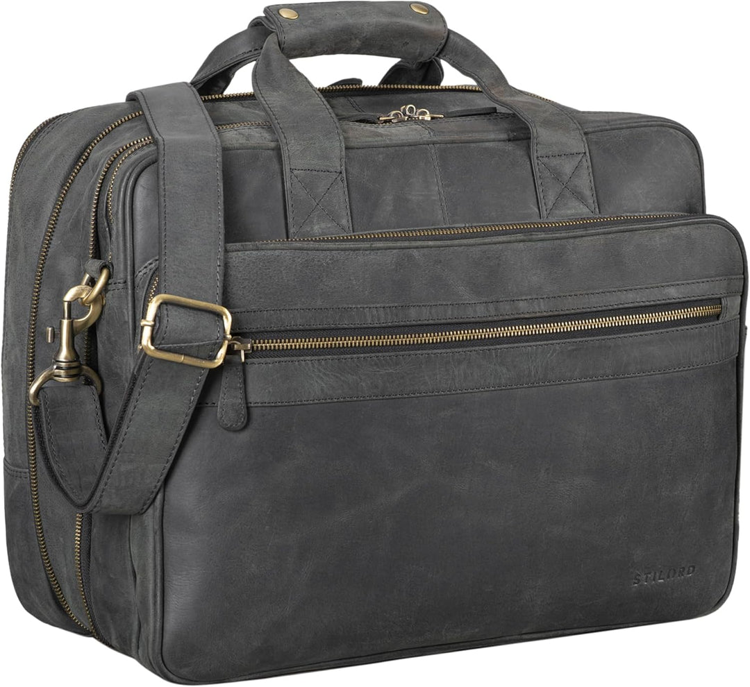 STILORD 'Leopold' XL Echtleder Aktentasche - der verbesserte Geheimtipp für Lehrerzimmer & Büro - Bu