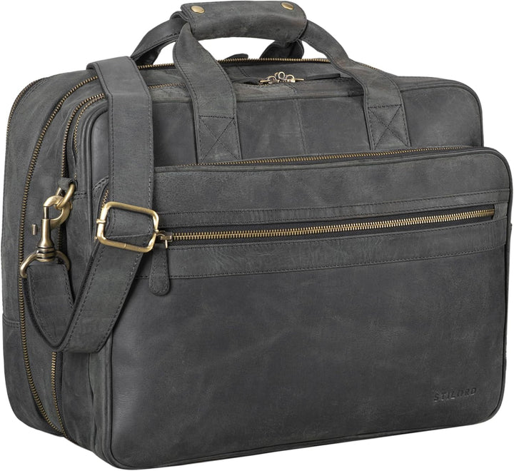 STILORD 'Leopold' XL Echtleder Aktentasche - der verbesserte Geheimtipp für Lehrerzimmer & Büro - Bu