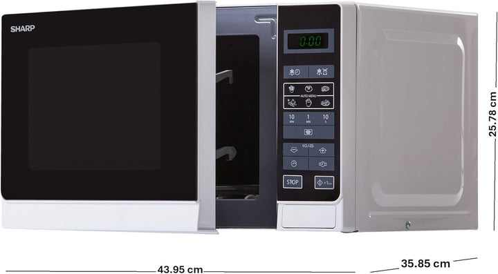 Sharp R242INW Solo-Mikrowelle / 20 L / 800 W / 5 Leistungsstufen / 8 Automatikprogramme / Gewicht- u