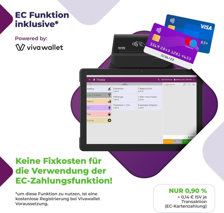 Registrierkasse TSE ready - Kassensystem mit Kartenterminal (POS) und integriertem Bondrucker - Kass