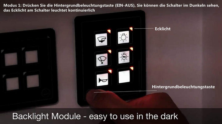 6P KFZ Schalter Panel 12V 24V Hintergrundbeleuchtung Schaltpanel für Boot Wohnmobil Wohnwagen LKW Wa