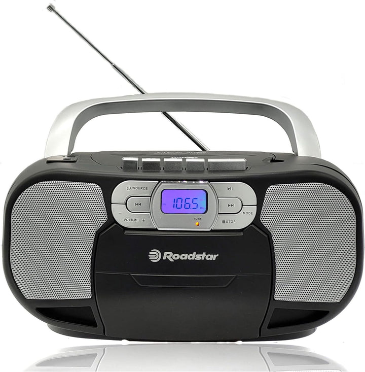 Roadstar RCR-4635UMP/BK Tragbares CD-Radio Kassette, Digitalradio PLL FM-Radio, Boombox CD-MP3-Playe