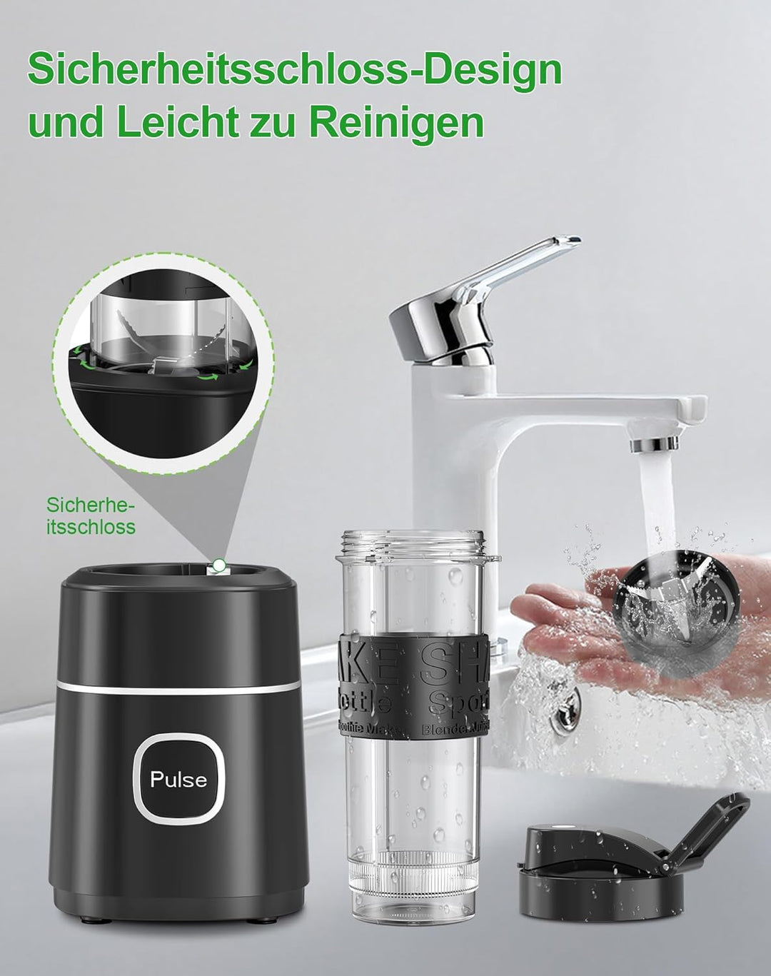 Mixer, Smoothie Maker, 500W Mini Standmixer mit 2x570ml Tritan BPA Freier Flasche, Tragbarer Edelsta