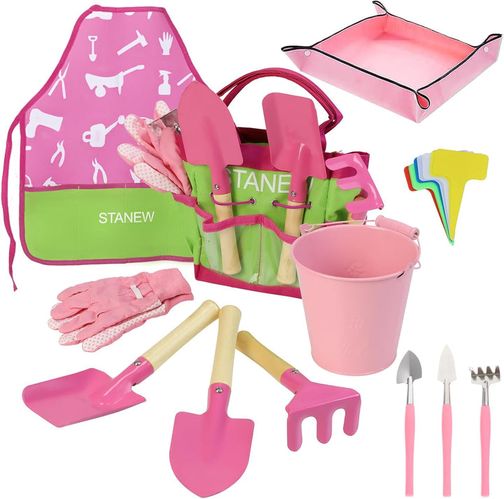 Stanew Kinder-Garten-Set, Kinder-Garten-Werkzeug-Set, Kinder-Garten-Geschenk, Kinder-Outdoor-Garten-