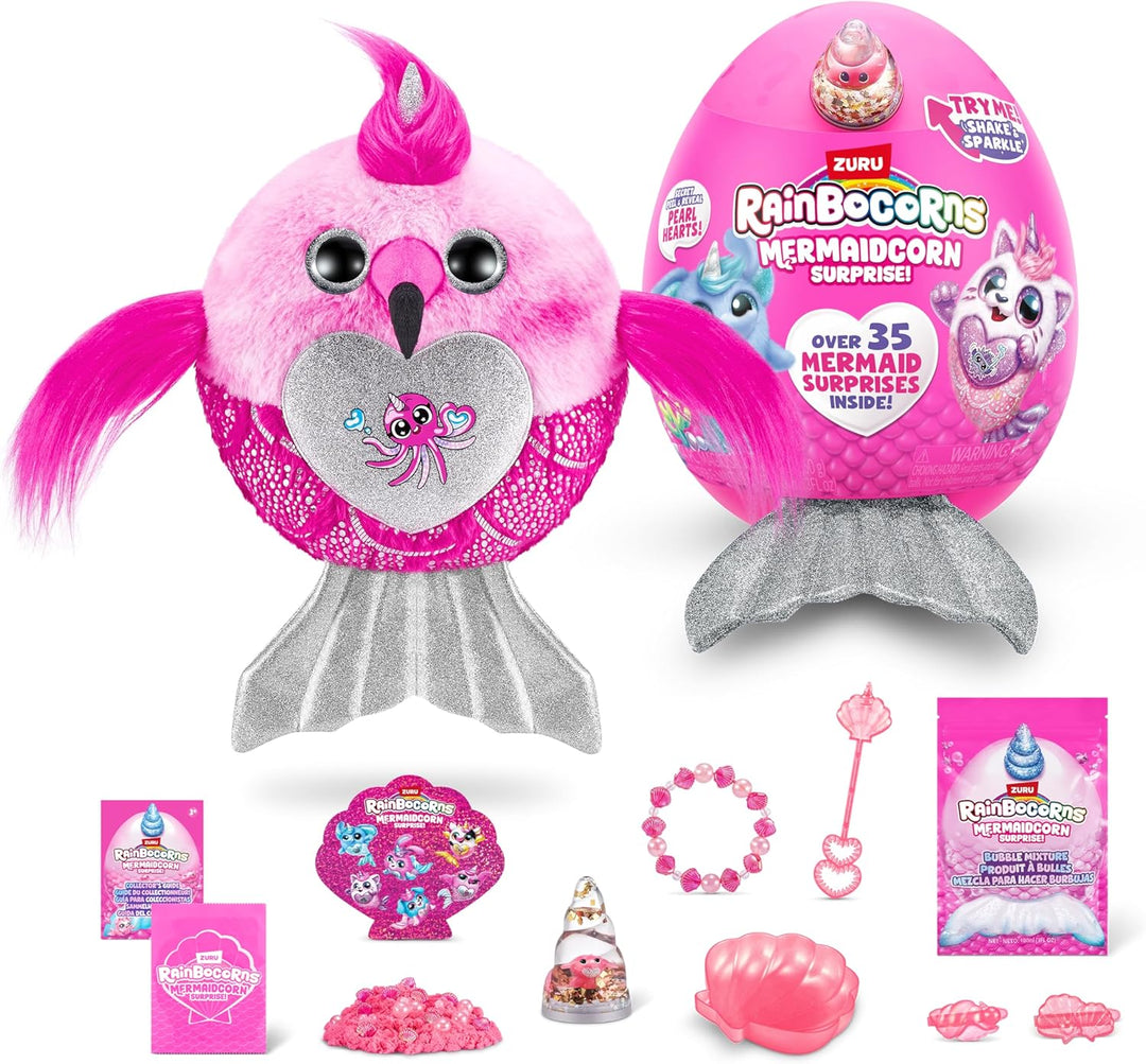 Rainbocorns Mermaidcorns Serie 7 Flamingo - Plüsch zum Sammeln, über 35 Überraschungen, Meerjungfrau