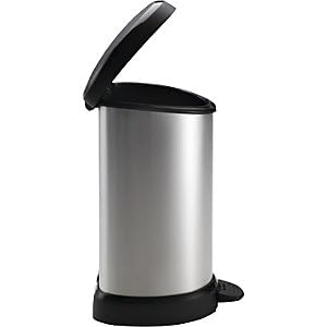 Curver Decobin Metal Abfallbehälter Deco 20L in schwarz/Silber metallic, Plastik, 30.3 x 26.8 x 44.8
