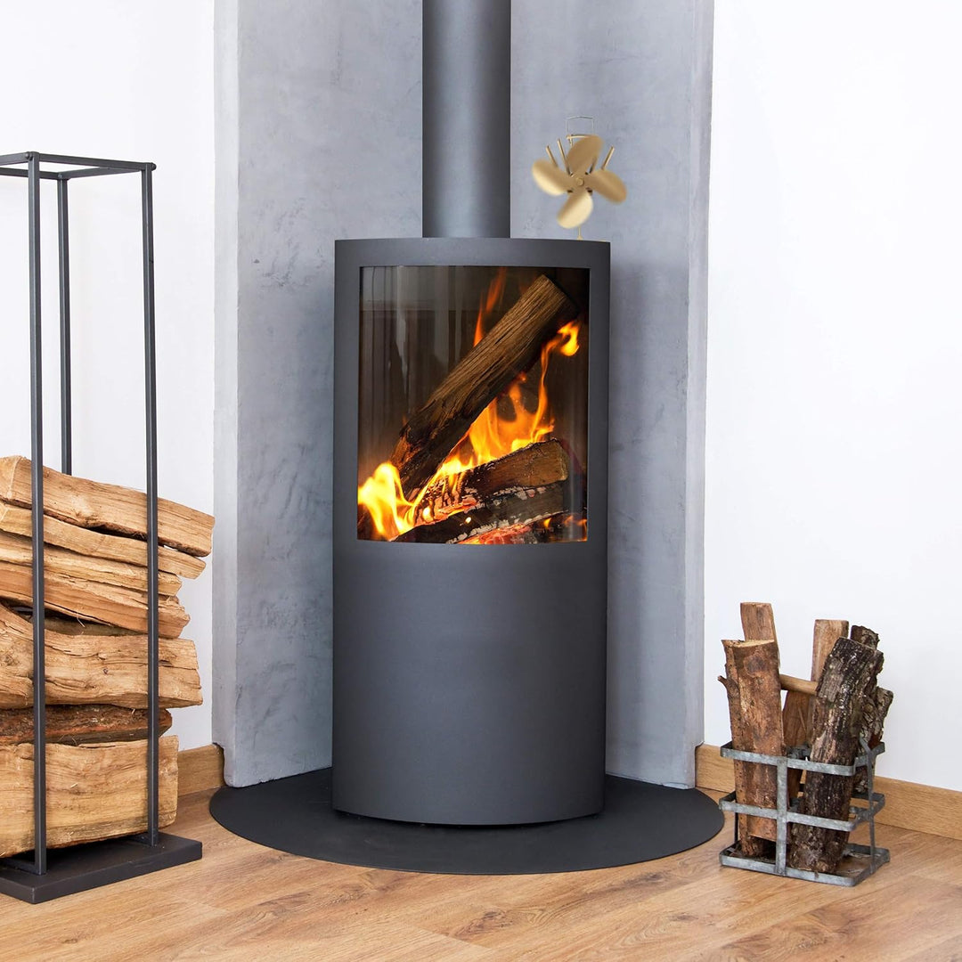 Relaxdays Ofenventilator ohne Strom, geräuscharm, für Kamin & Ofen, hitzebetrieben, 4 Blätter, Kamin