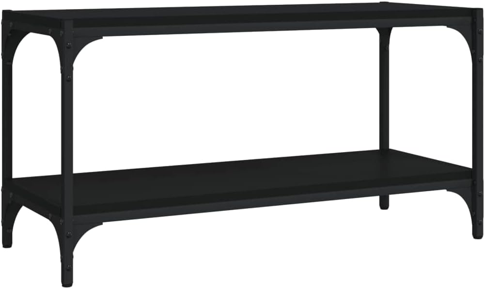 homiuse TV-Schrank Schwarz 80x33x41 cm Holzwerkstoff und Stahl TV Board Fernsehschrank Fernsehtisch