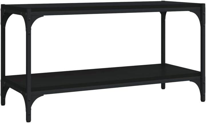 homiuse TV-Schrank Schwarz 80x33x41 cm Holzwerkstoff und Stahl TV Board Fernsehschrank Fernsehtisch