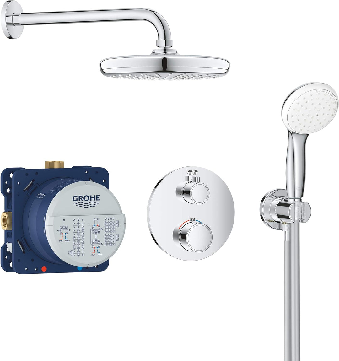 GROHE Grohtherm - Brause- und Duschsystem (Komplettset, inkl. Thermostat, Rapido SmartBox, Kopfbraus