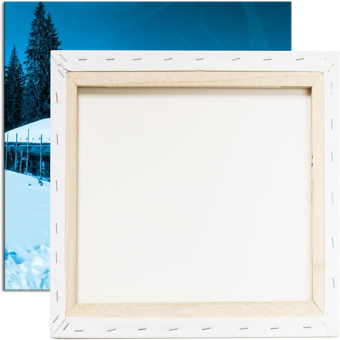 deyoli Skihütte im Winter Format: 70x70 Effekt: Monocrome Blau als Leinwandbild, Motiv fertig gerahm