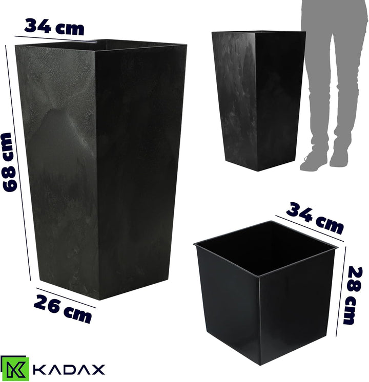 KADAX Blumentopf, Blumenkübel aus Kunststoff, Pflanzkübel für Blumen, Innen- und Aussenbereich, Gart