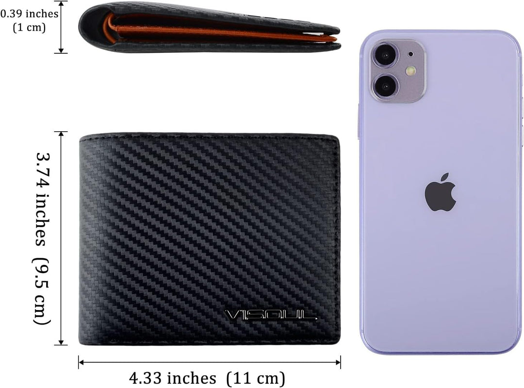 VISOUL Leder Geldbörse Herren mit ID-Fenster & RFID Schutz I Echtleder Geldbeutel für Männer I Porte