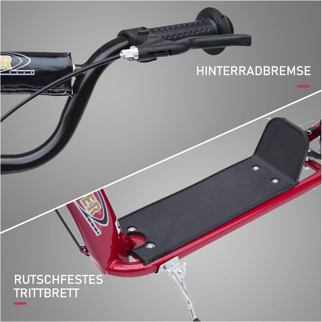 HOMCOM Kinderroller mit Hinterbremse Kickscooter 12 Zoll Tretroller Roller Scooter Cityroller für Ki
