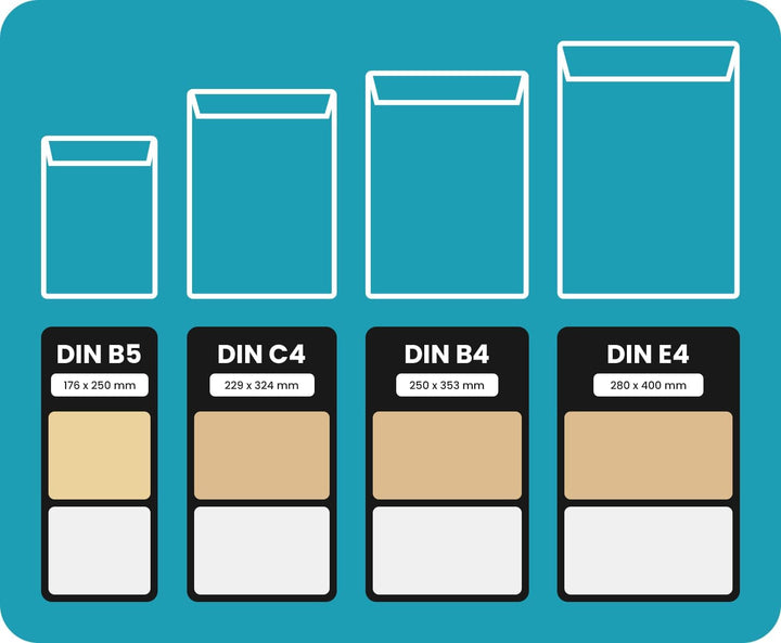 Netuno 50x weisse Faltentasche DIN C4 229× 324 mm 130g weiss Umschlag erweiterbar Faltenversandtasch