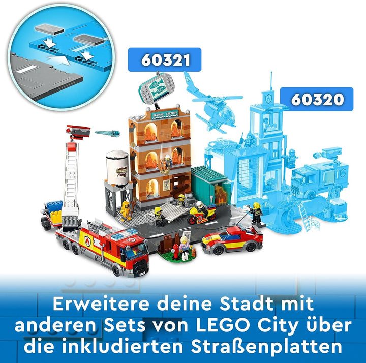 LEGO 60321 City Feuerwehreinsatz mit Löschtruppe, Feuerwehr-Spielzeug mit Feuerwehrauto und Minifigu