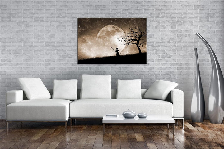 deyoli Samurai im Mondschein Format: 80x60 Effekt: Sepia als Leinwandbild, Motiv fertig gerahmt auf