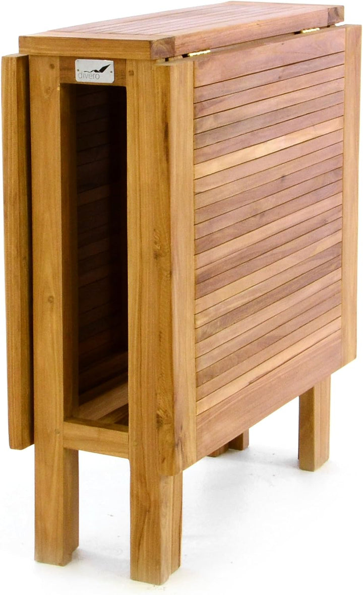 Divero Balkontisch Gartentisch Klapptisch Teak Holz Tisch für Terrasse Balkon Garten – wetterfest ma
