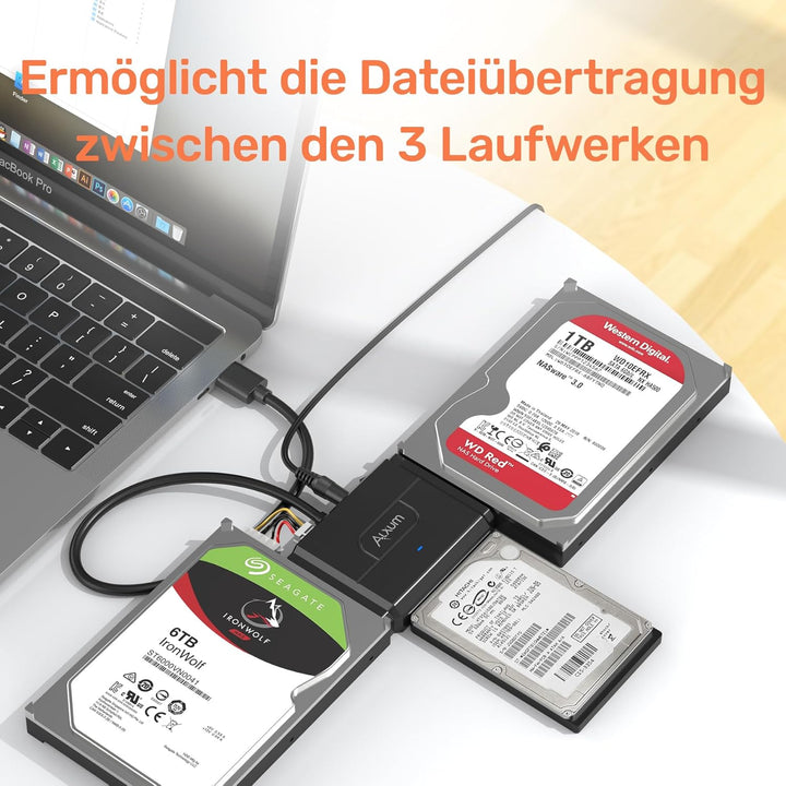Alxum IDE und SATA Adapter, USB 3.0 Festplatten Konverter mit Netzschalter für 2.5 und 3.5 Zoll HDD