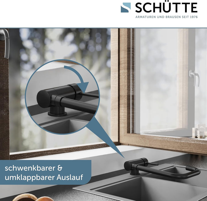 SCHÜTTE 24556 Küchenarmatur WINDOW, Wasserhahn Unterfenster, Spültischarmatur Vorfenster, flexibler