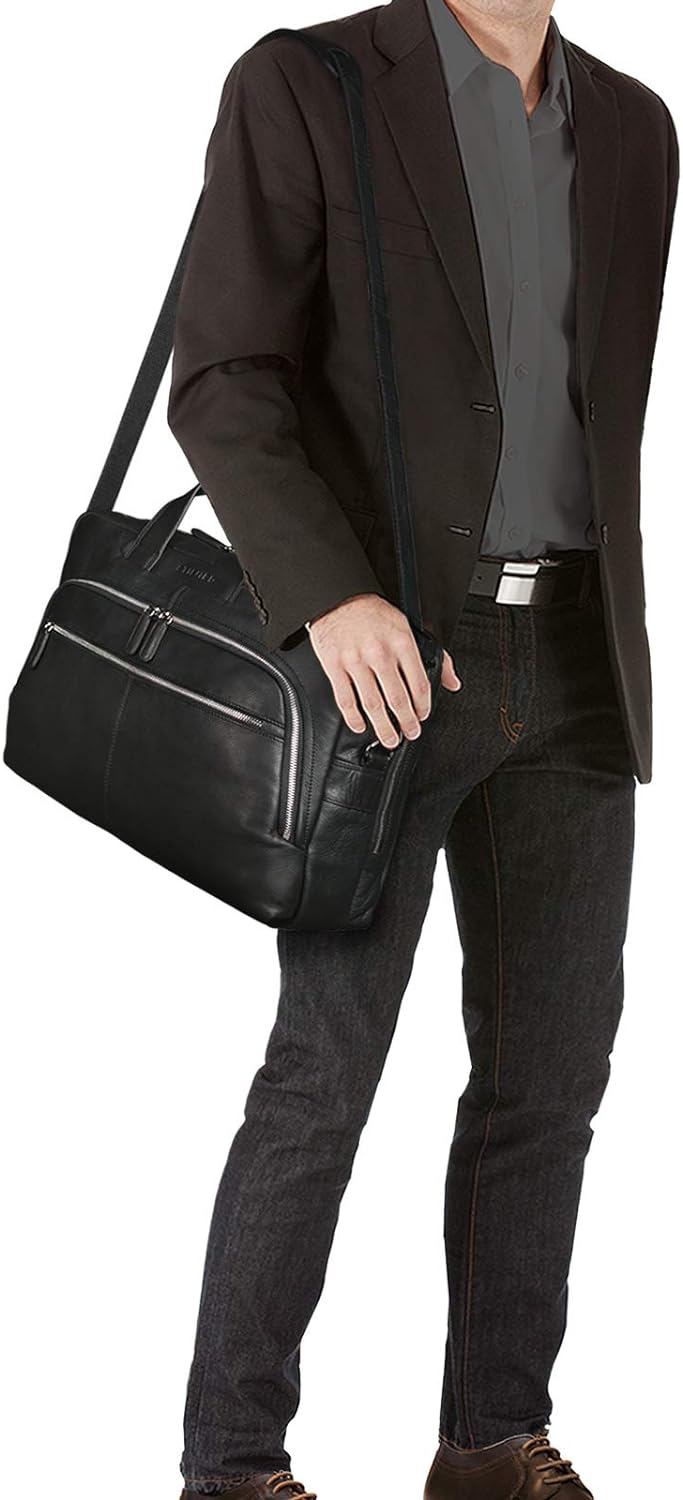 STILORD 'Lias' Echtleder Umhängetasche für Herren - Stilsicher ins nächste Meeting Schwarz, Schwarz