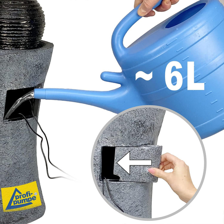 Solar Gartenbrunnen Brunnen Zierbrunnen Zimmerbrunnen Springbrunnen Brunnen mit LED-Licht, Wasserfal