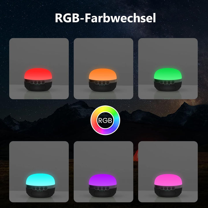 LED Campinglampe RGB Farbwechsel, 8400mAh akku Camping Laterne mit USB C Aufladbar, 5 Lichtmodi, Stu
