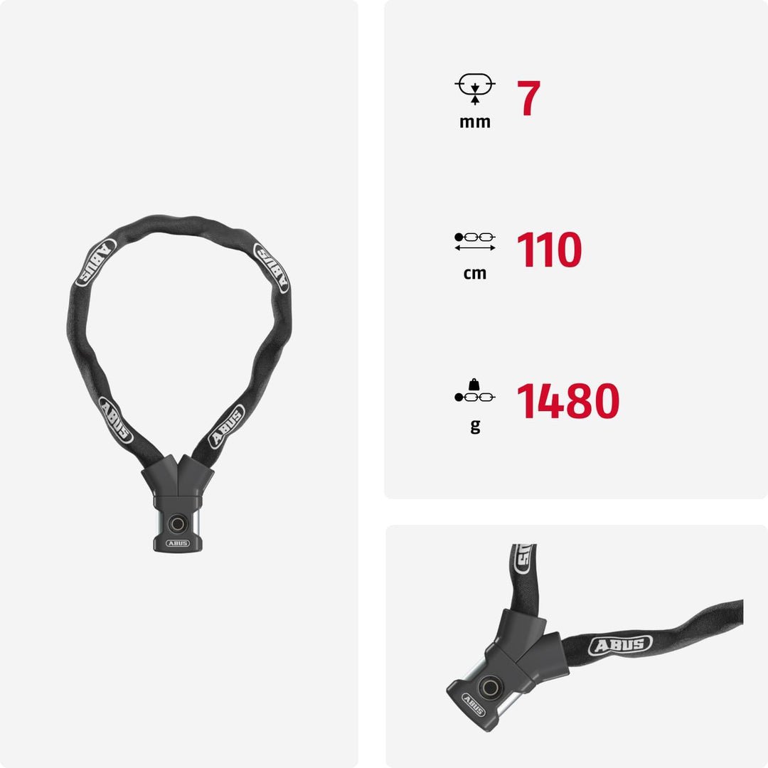 ABUS Kettenschloss YARDO 7807F mit Fingerprintsensor - schlüsselloses Öffnen per Fingerabdruck - wet