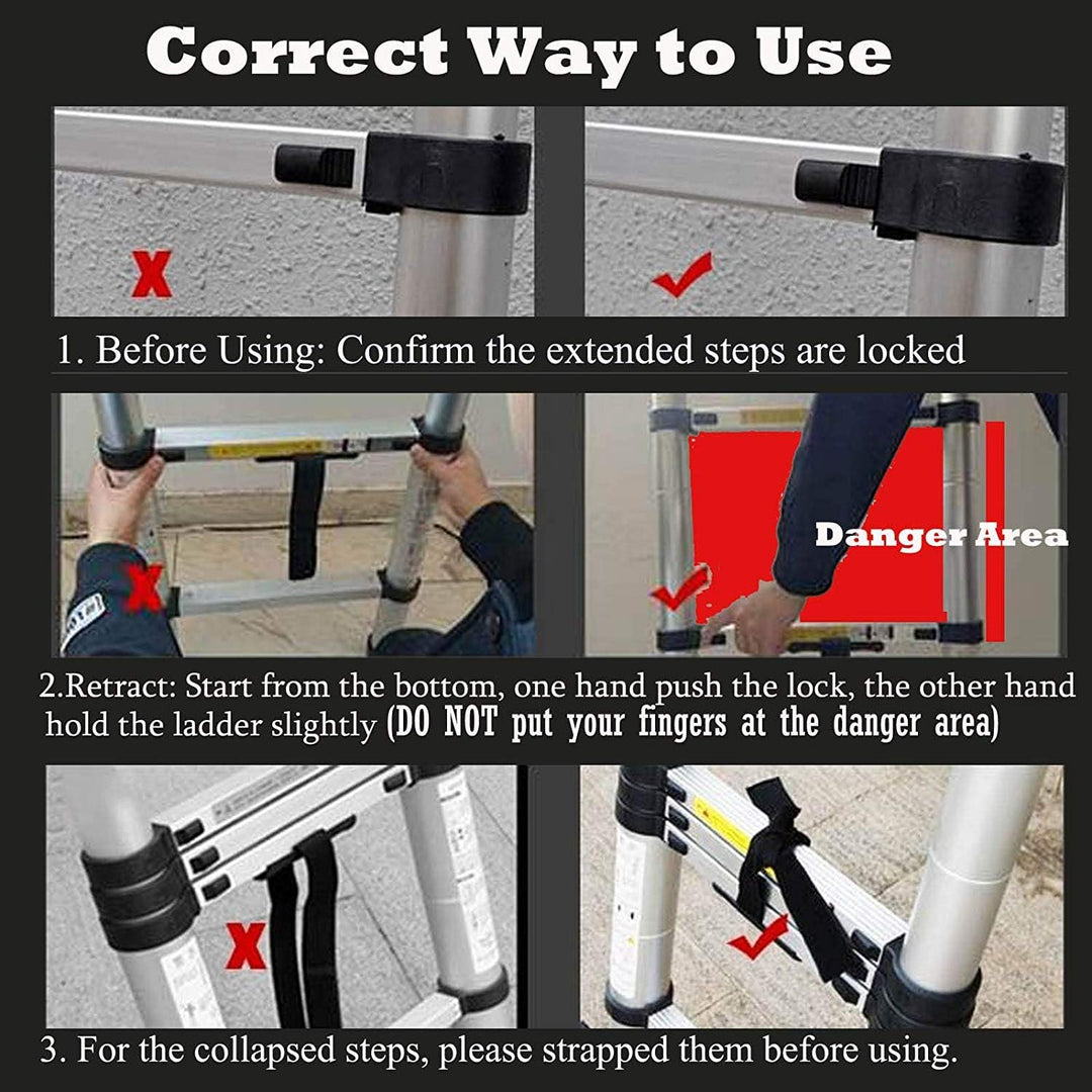 COOCHEER 5M Teleskopleiter Multifunktionale Leiter als Aufstell- und Schiebeleiter beidseitig Leiter