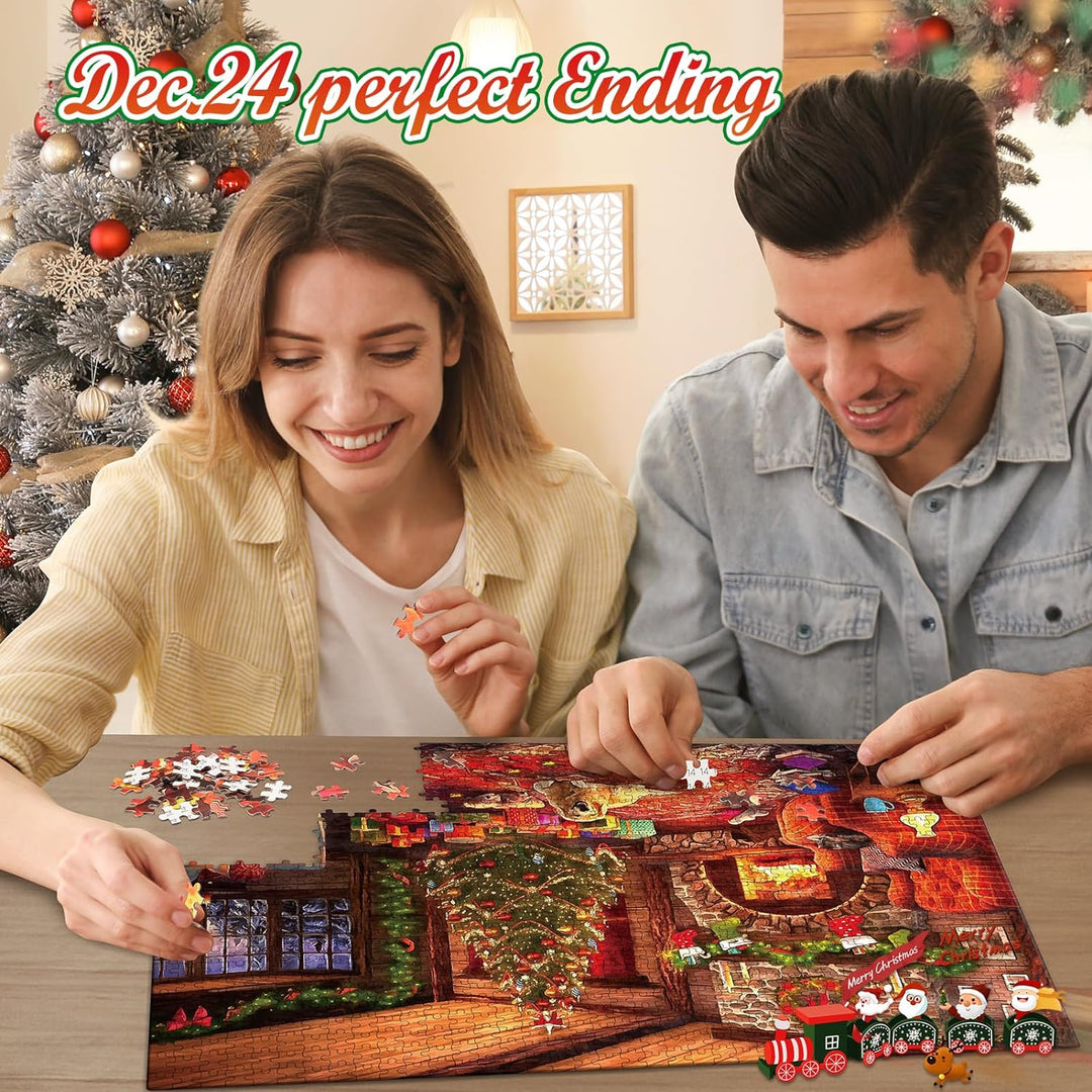 HappyGoLucky Adventskalender 2023 Puzzle Erwachsene, Jigsaw Puzzle 1000 Teile Weihnachten Geschenke