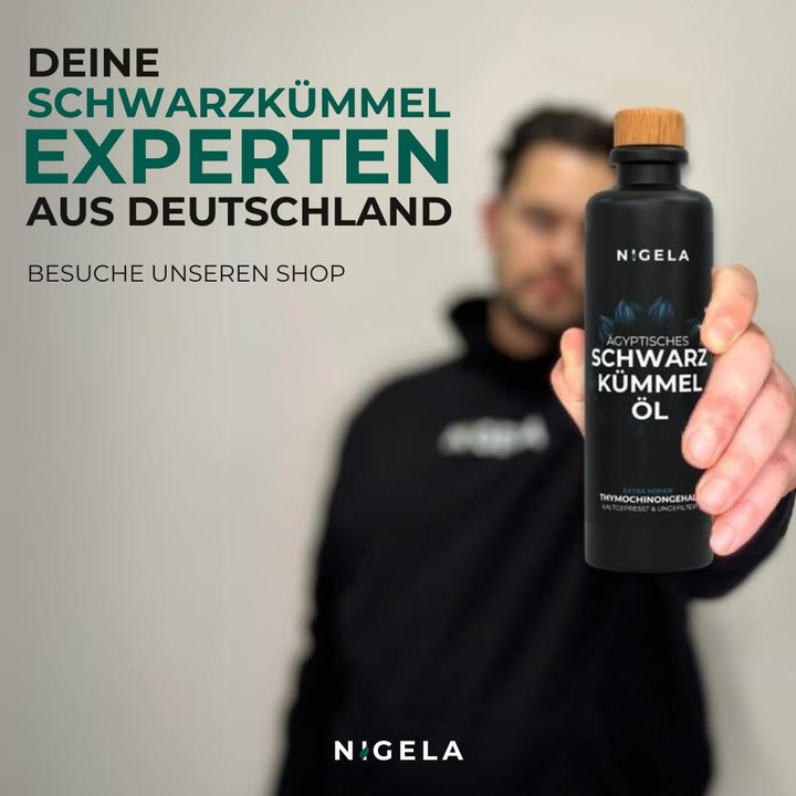 Nigela BIO Schwarzkümmelöl ungefiltert - Hoher Thymochinongehalt in 100% lichtgeschützer Keramikflas