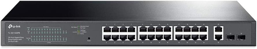 TP-Link TL-SG1428PE 28-Port Gigabit Easy Smart Switch mit 24 PoE+ Ports(2SFP Slots, 250 Watt, geschi