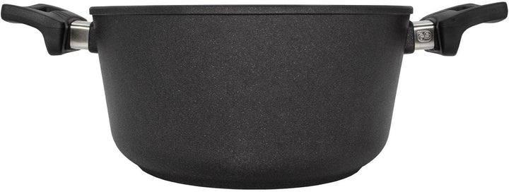 Eurolux Universal-Topfset Induktion Aluguss beschichtet 6-teilig - schwarze Koch-Töpfe Set & Glas-De