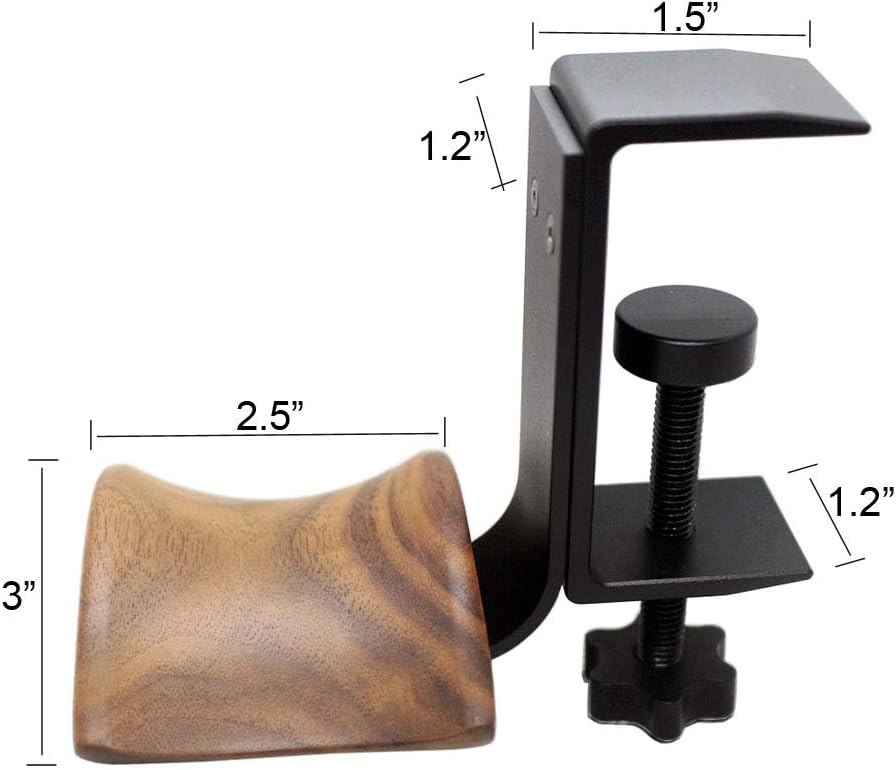 Kopfhörer-Halter, Headset-Ständer, Walnussholz, Kopfhörer-Rack Haken, Schreibtischklemme, Tischklemm