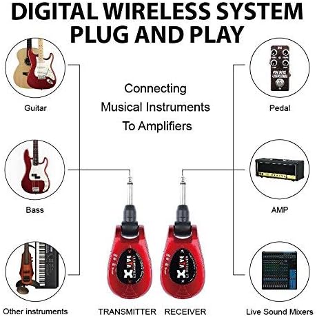 Xvive U2 Wireless Digital Transmitter/Receiver System for Guitar, Bass and Other Instruments, Rechar
