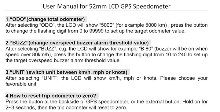 ELING Digital GPS Tachometer Einstellbare Kilometerzähler Für Boot Yacht Motorrad Auto 2 zoll (52mm)