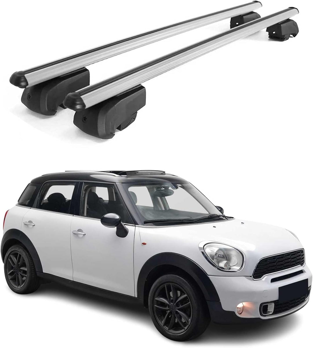 Dachträger Gepäckträger kompatibel mit Mini Countryman 2010-2016 TÜV ABE Aluminium Silber Countryman