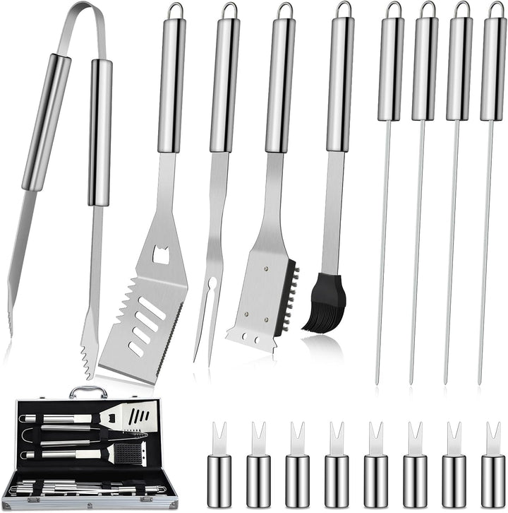 DRAGON RIOT Grillbesteck Set aus Edelstahl, 18 Stücke Grillset für Männer Geschenk, Premium Grillzub