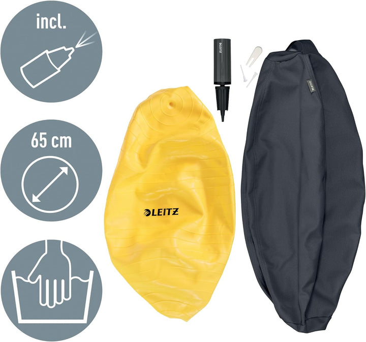 Leitz Sitzball für aktives Sitzen, Gymnastikball, Ergonomische Alternative zum Schreibtischstuhl, 65