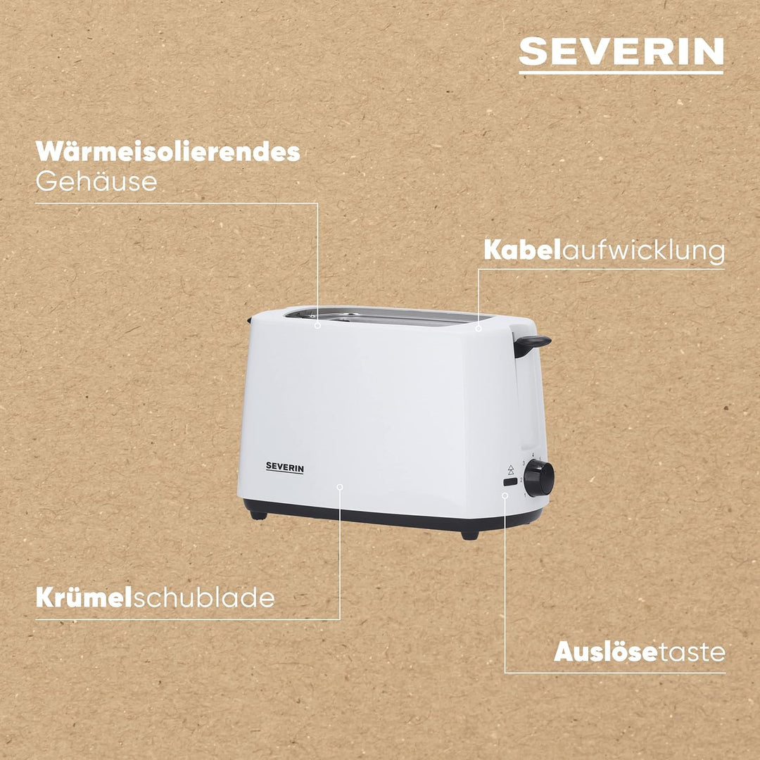 SEVERIN Automatik-Toaster, Toaster mit Brötchenaufsatz, hochwertiger Toaster mit Krümelschublade und