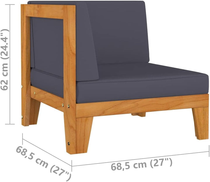 vidaXL Akazienholz Massiv Gartenmöbel 2-TLG. mit Auflagen Ecksofa Tisch Sofa Lounge Sitzgruppe Garte