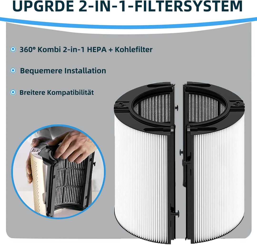 2-in-1 Luftreiniger HEPA Ersatzfilter Kompatibel mit Dyson TP06 TP7A TP09 TP10 HP07 TP07 HP09 HP10 P
