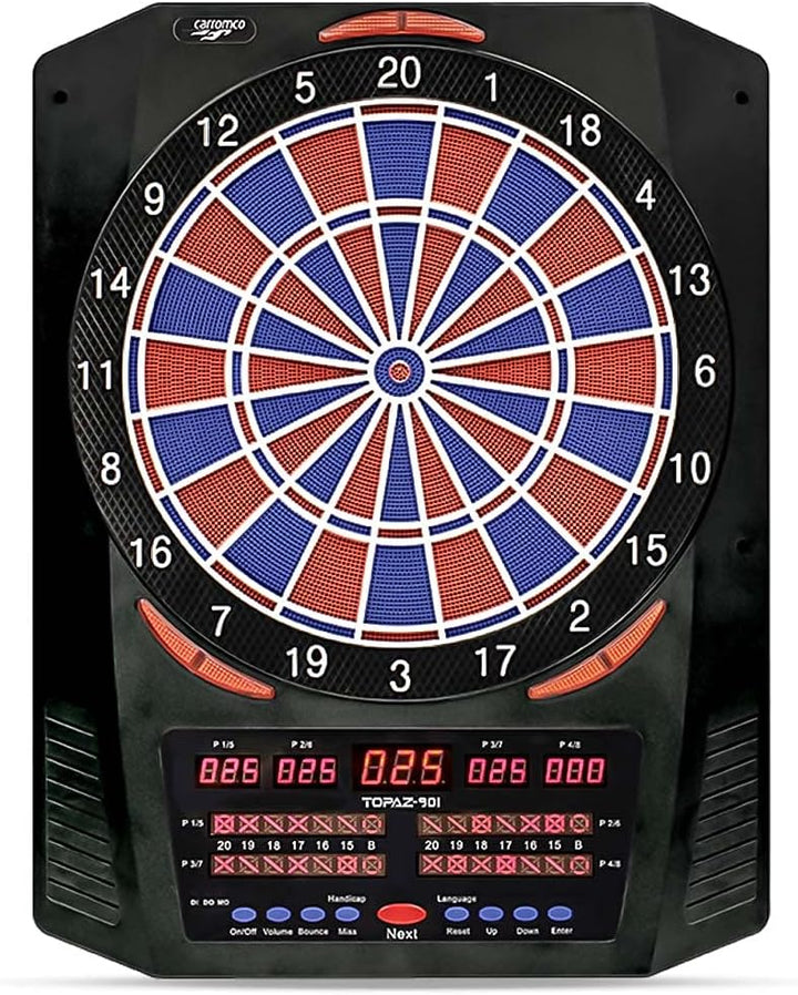 Carromco elektronisches Dartboard TOPAZ-901, schwarz, 2-Loch Abstand, Dartscheibe elektronisch, Dart