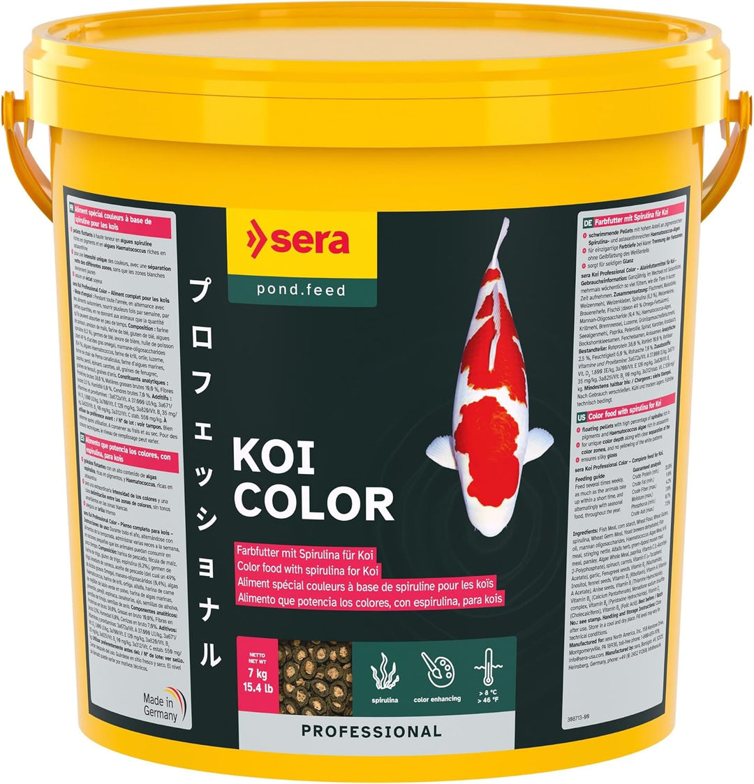 sera KOI Professional Spirulina Farbfutter 7 kg (21L) | Koi-Fischfutter für perfekte Farben| Für Tem