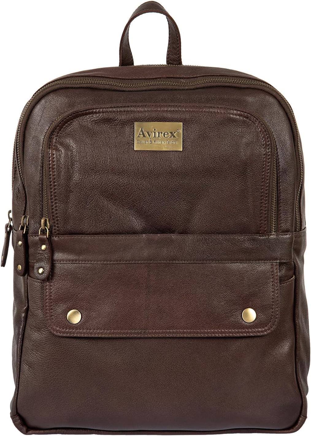 Avirex, Mayday-Kollektion, mittelgrosser Rucksack aus weichem handgetamptem Leder, Farbe Dunkelbraun