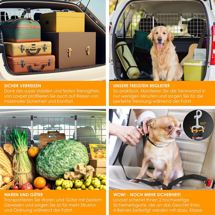 Lovpet® Hundegitter Auto, Autoschutzgitter Trenngitter Universal, verstellbare Breite, Kopfstütze Ko