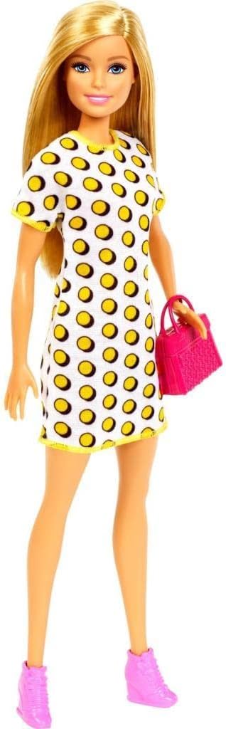 Barbie Fashionistas Puppen-Set Blonde Puppe mit Outfits Kleidung und Zubehör für 4 komplette Outfits
