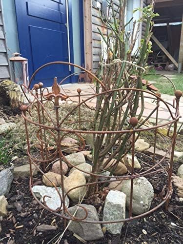 ecosoul Staudenhalter Strauchhalter bodennah 2-teilig rund Rankhilfe Beet Metall Eisen Rost Deko