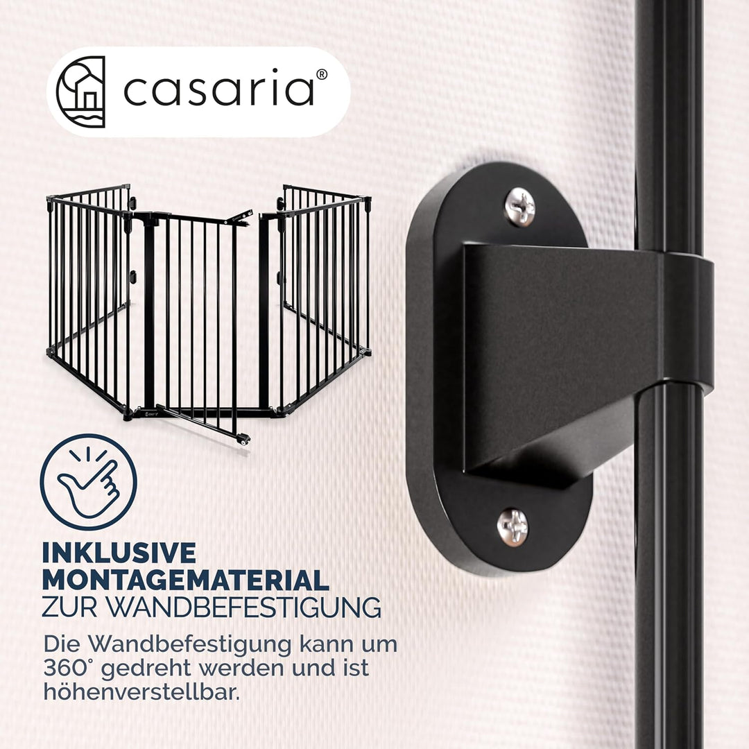 CASARIA® Kaminschutzgitter mit Sicherheitstür Metall Ofenschutzgitter 306x77cm Kamingitter ohne Bohr