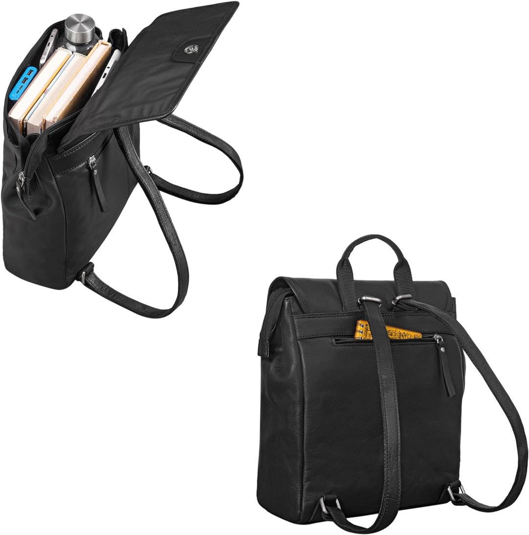 STILORD 'Misha' Moderner Leder Rucksack Unisex Daypack für Damen Herren DIN A4 kompakter Messenger B